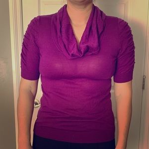 Short sleeve cowl neck sweater